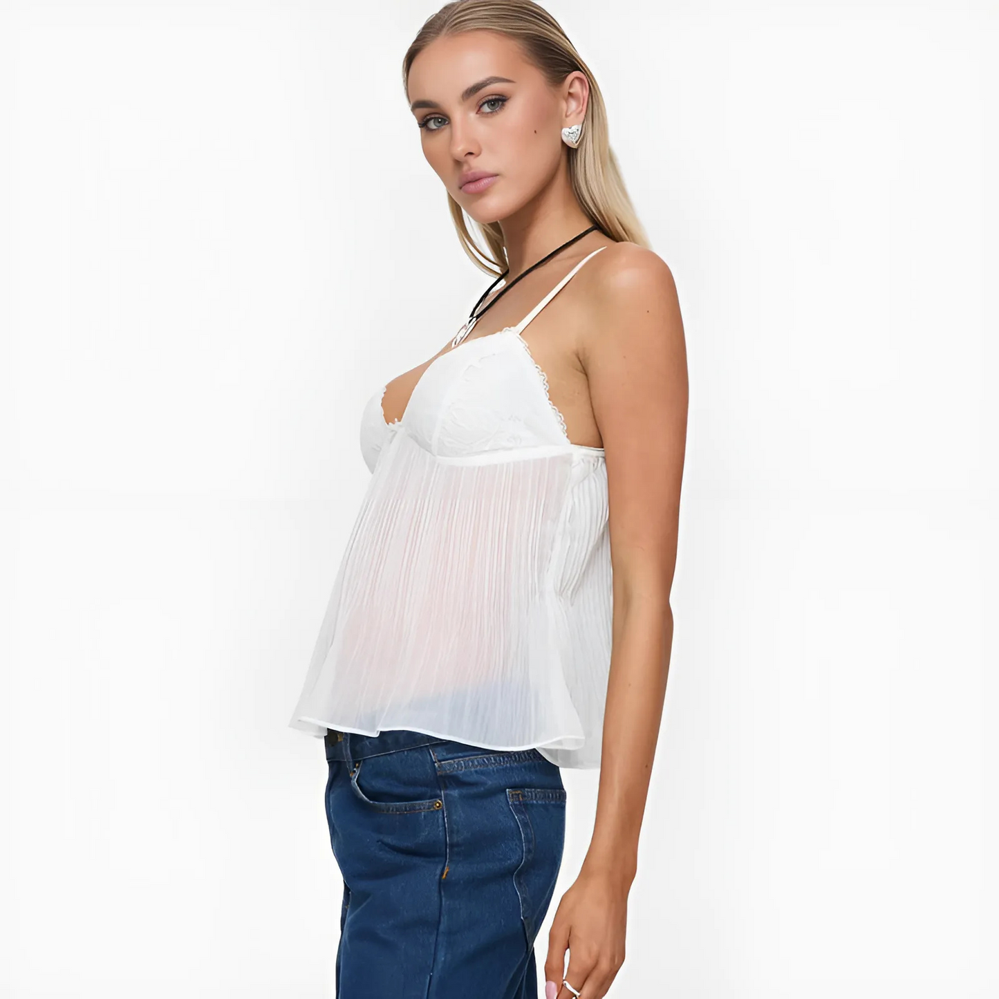 Laced Up Pleated Cami